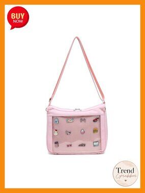 Canvas Crossbody Ita Bag Kawaii Shoulder Purse Pin Display